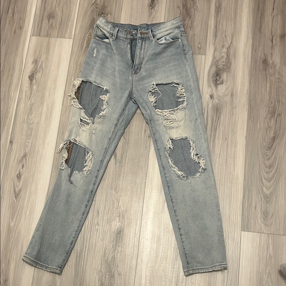 BDG Denim - BDG Light Blue Distressed Straight Leg Jeans